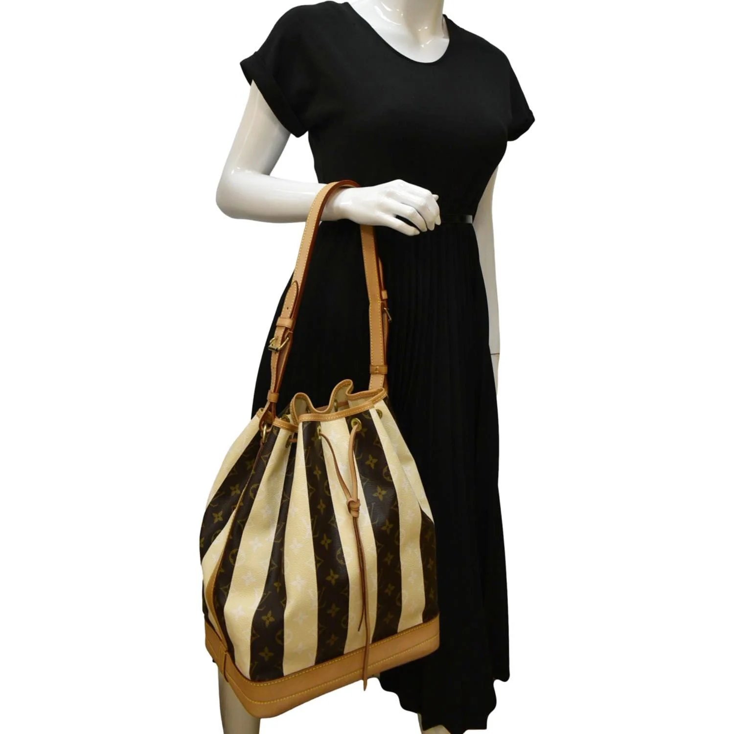 LOUIS VUITTON Noe Monogram Rayures Shoulder Bag Ivory - Image 2