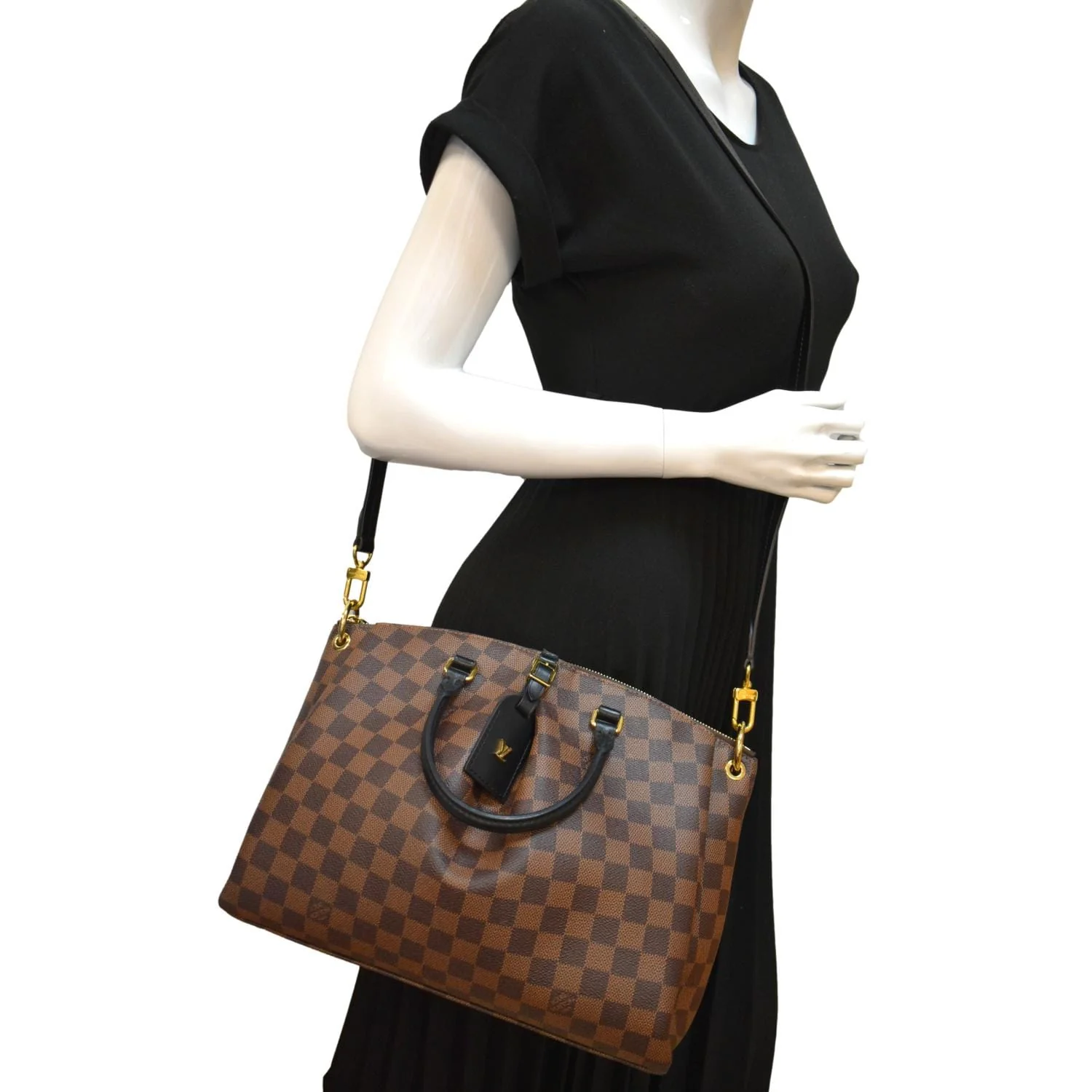 LOUIS VUITTON Odeon MM Damier Ebene Tote Bag Black/Brown - Image 2