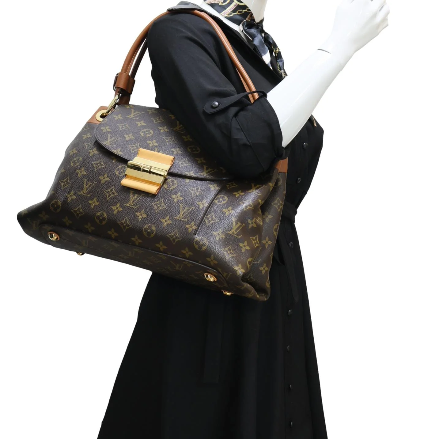 LOUIS VUITTON Olympe Monogram Canvas Satchel Bag Brown - Image 2