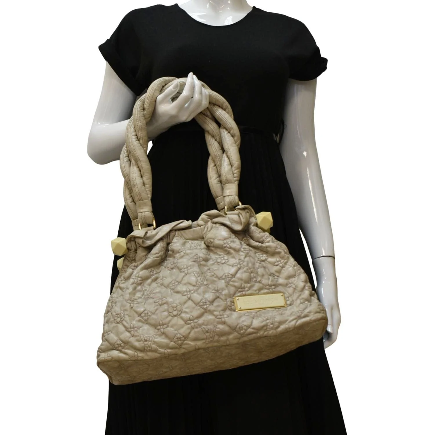 LOUIS VUITTON Olympe PM Monogram Leather Satchel Shoulder Bag Cream - Image 2
