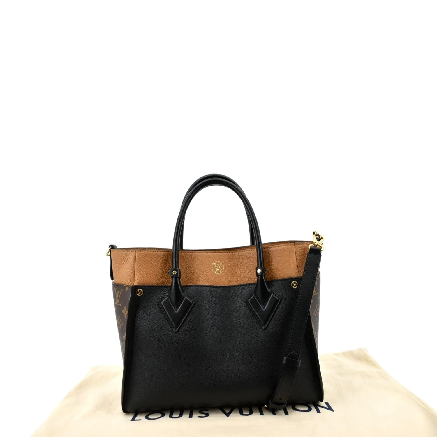 LOUIS VUITTON On My Side MM Calfskin Monogram Shoulder Bag Black - Image 3
