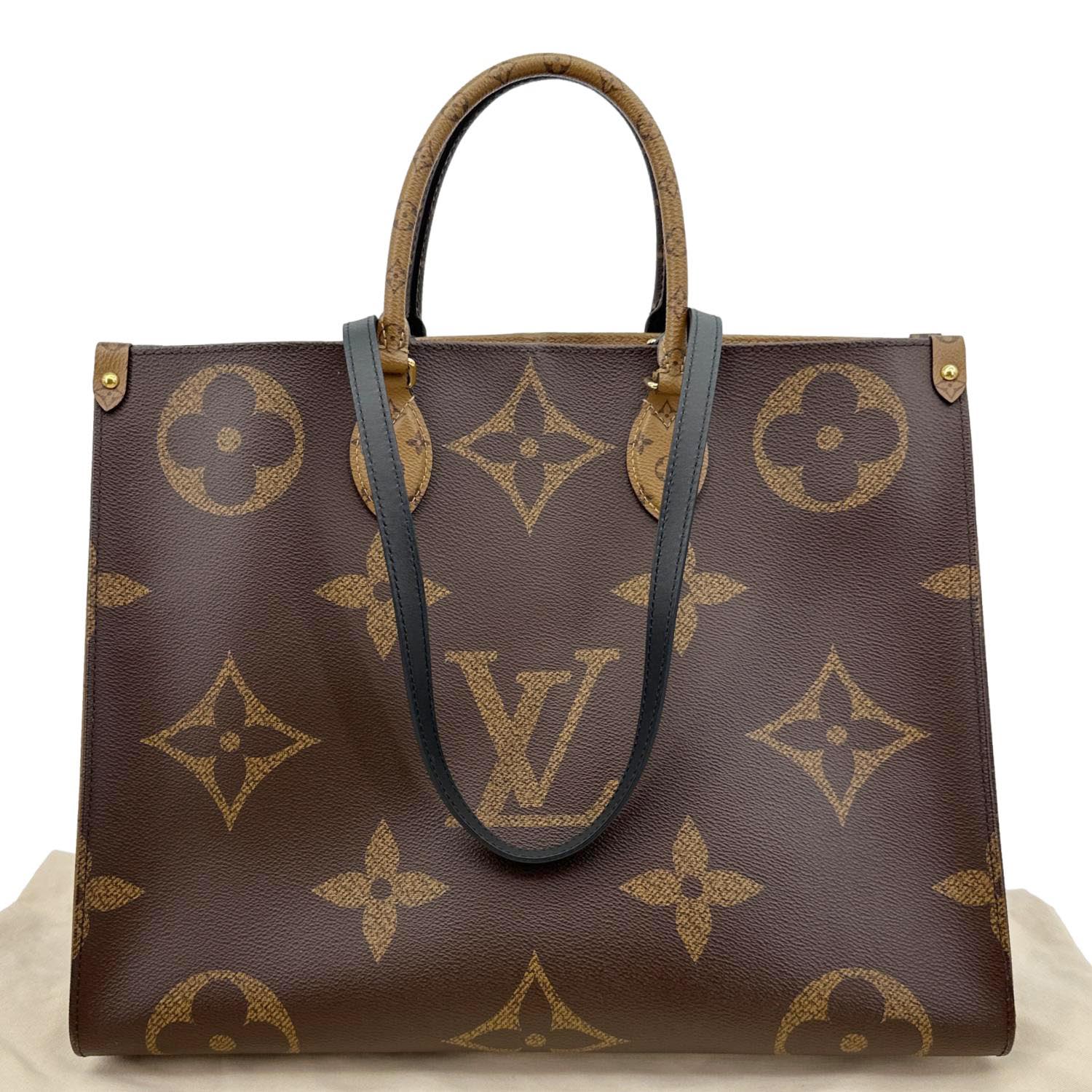 LOUIS VUITTON Onthego GM Giant Monogram Reverse Canvas Tote Bag Brown - Image 3