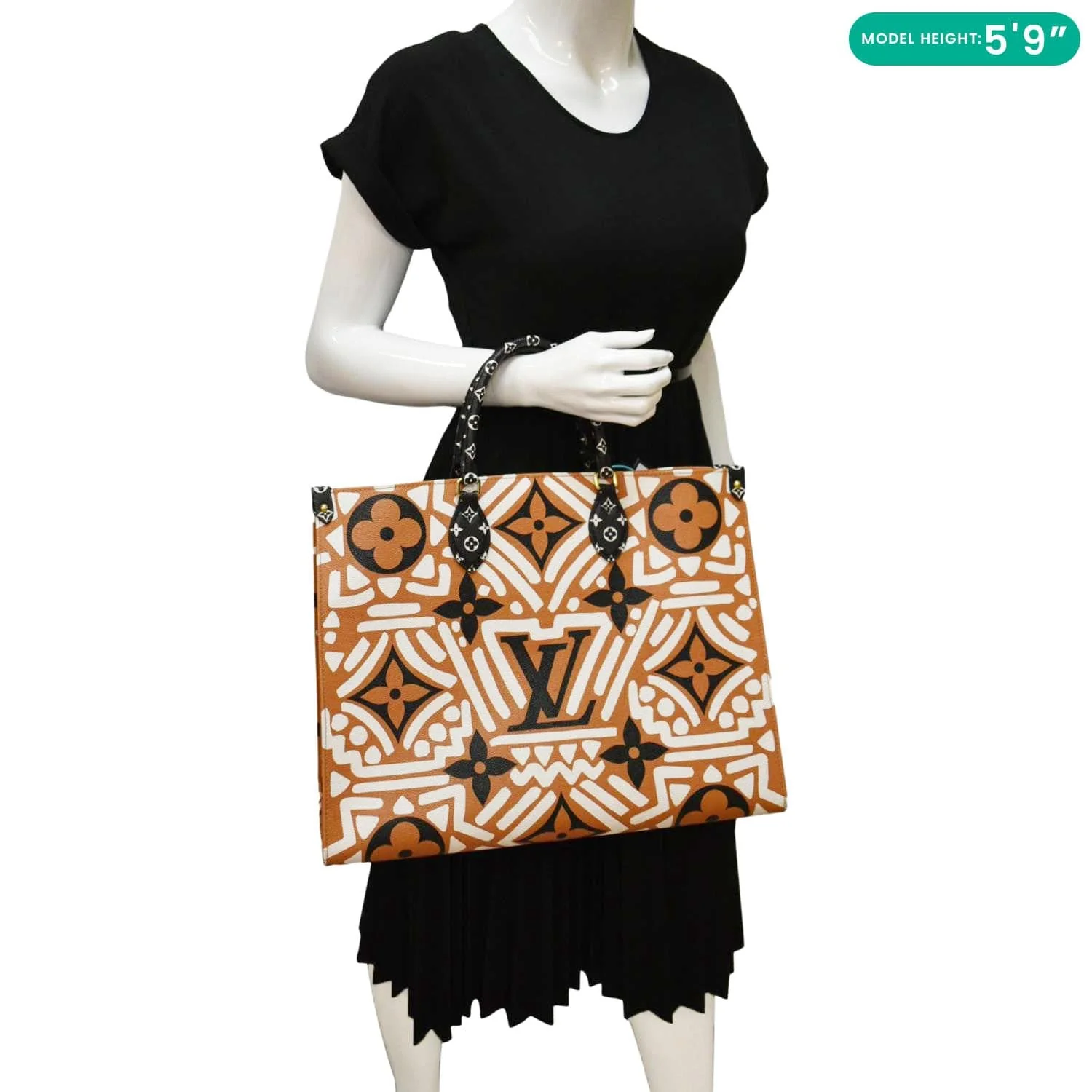 LOUIS VUITTON Onthego GM Crafty Monogram Giant Canvas Shoulder Bag Orange - Image 2