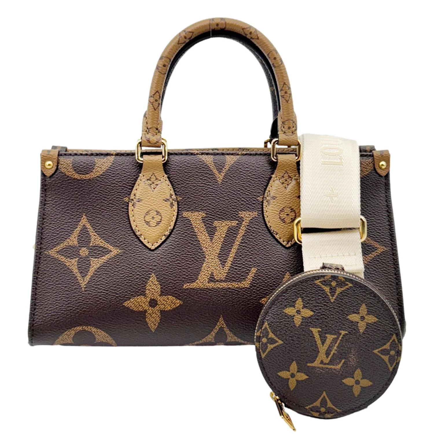 LOUIS VUITTON On-The-Go East West Monogram Canvas Chain 2way Shoulder Bag Brown - Image 3