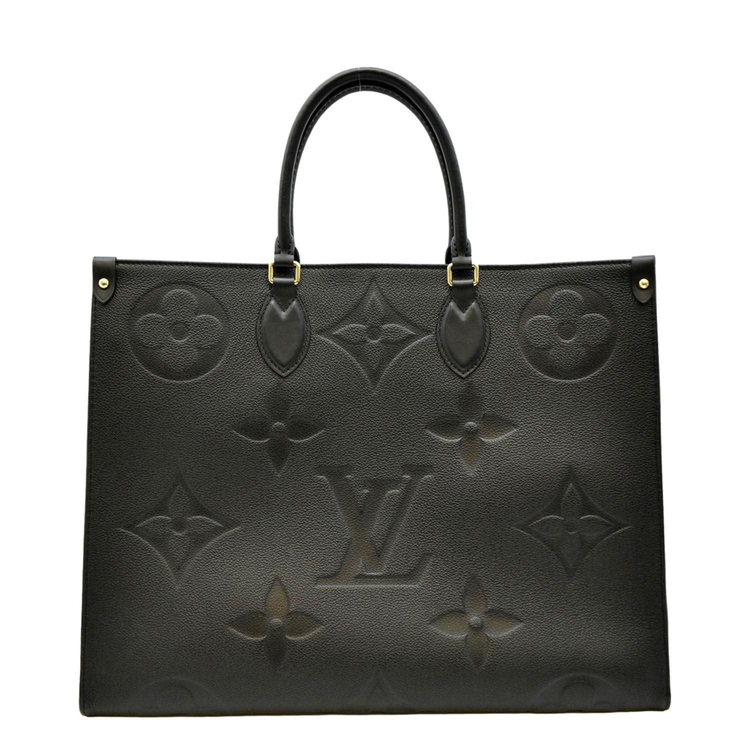 LOUIS VUITTON Onthego GM Monogram Empreinte Leather Tote Bag Black - Image 4