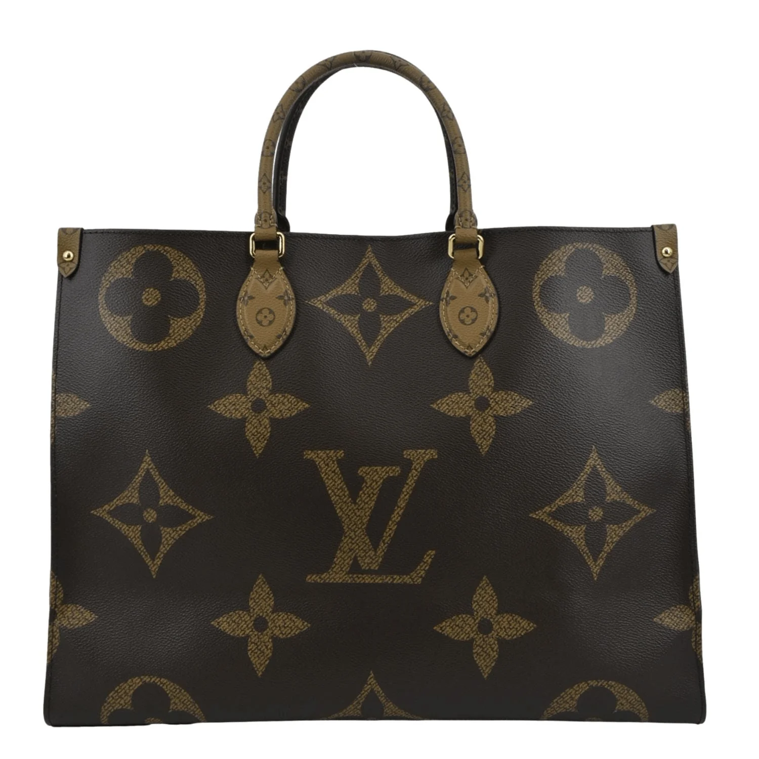 LOUIS VUITTON Onthego GM Giant Monogram Canvas Tote Shoulder Bag Brown - Image 4
