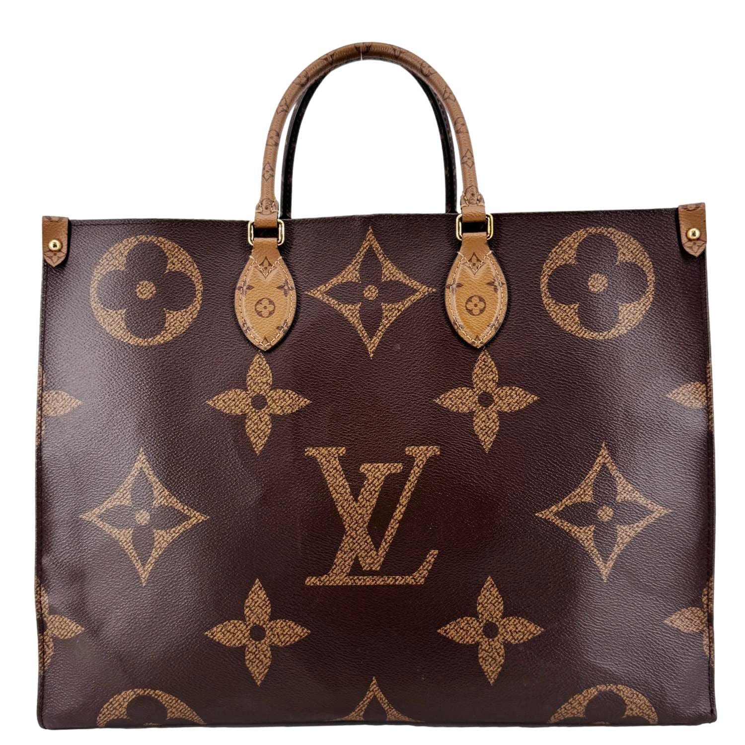 LOUIS VUITTON Onthego GM Reverse Monogram Canvas Tote Bag Brown - Image 4