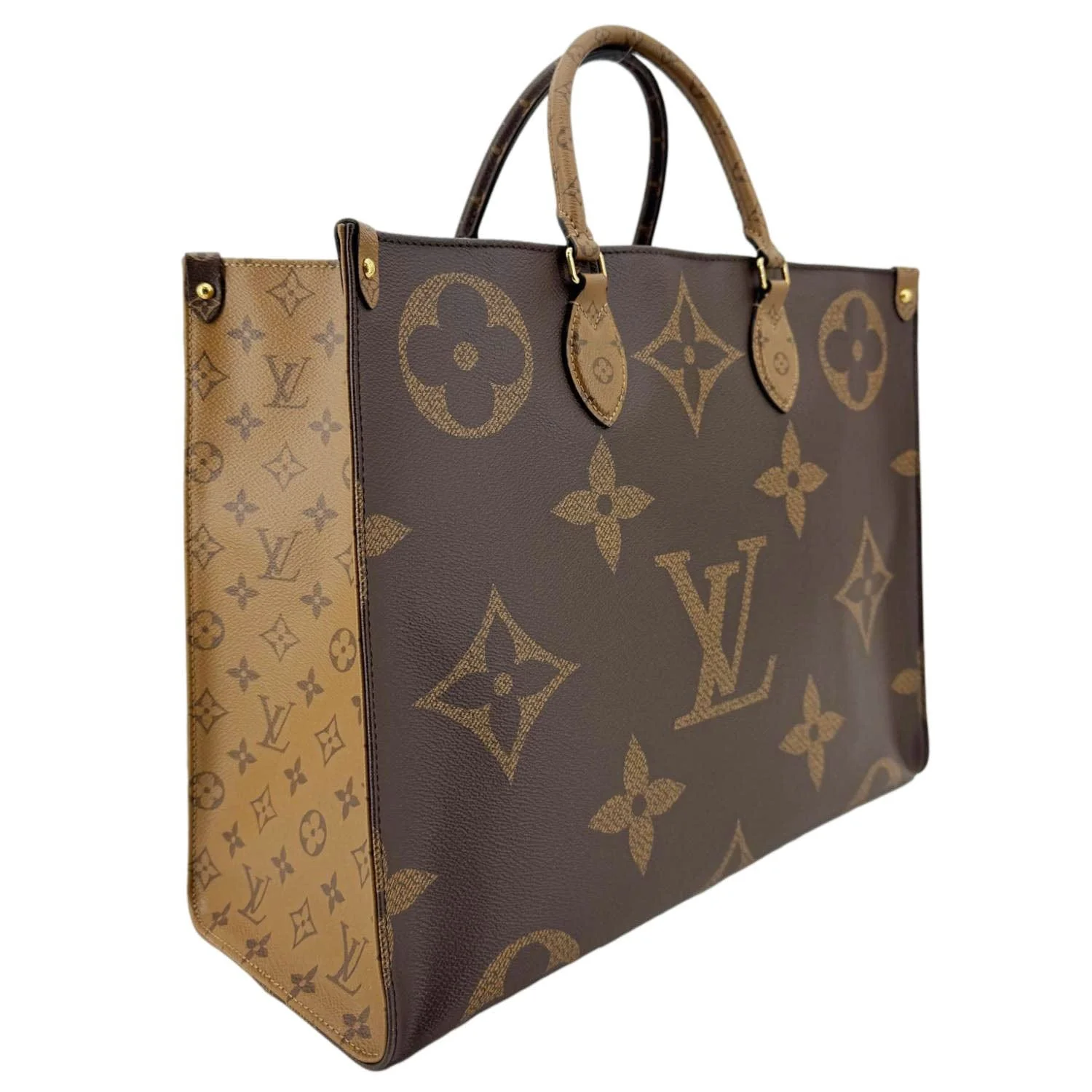 LOUIS VUITTON Onthego GM Monogram Reverse Canvas Tote Bag Brown - Image 6