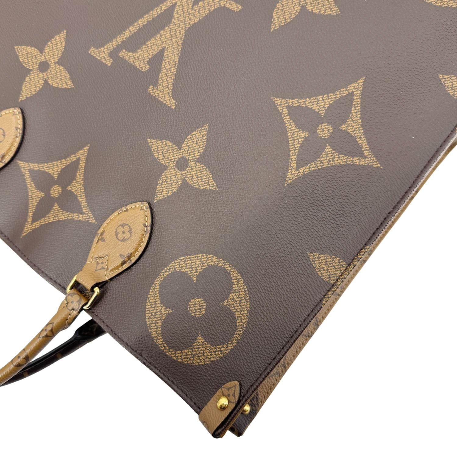 LOUIS VUITTON Onthego GM Monogram Reverse Canvas Tote Bag Brown - Image 9