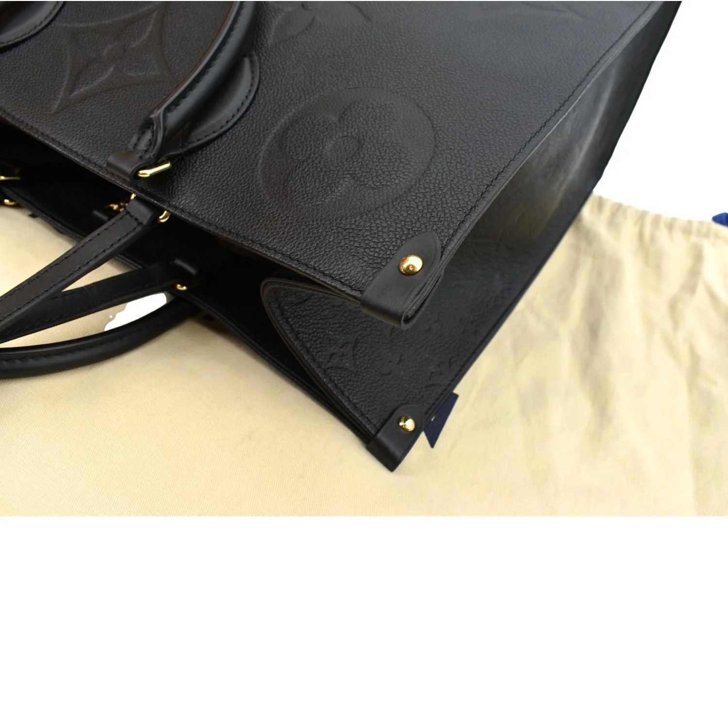 LOUIS VUITTON Onthego GM Monogram Empreinte Leather Tote Bag Black - Image 5