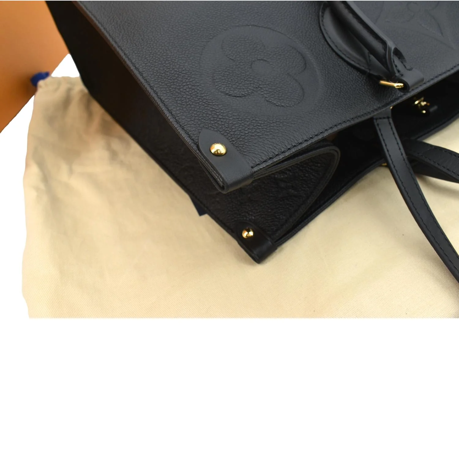 LOUIS VUITTON Onthego GM Monogram Empreinte Leather Tote Bag Black - Image 6