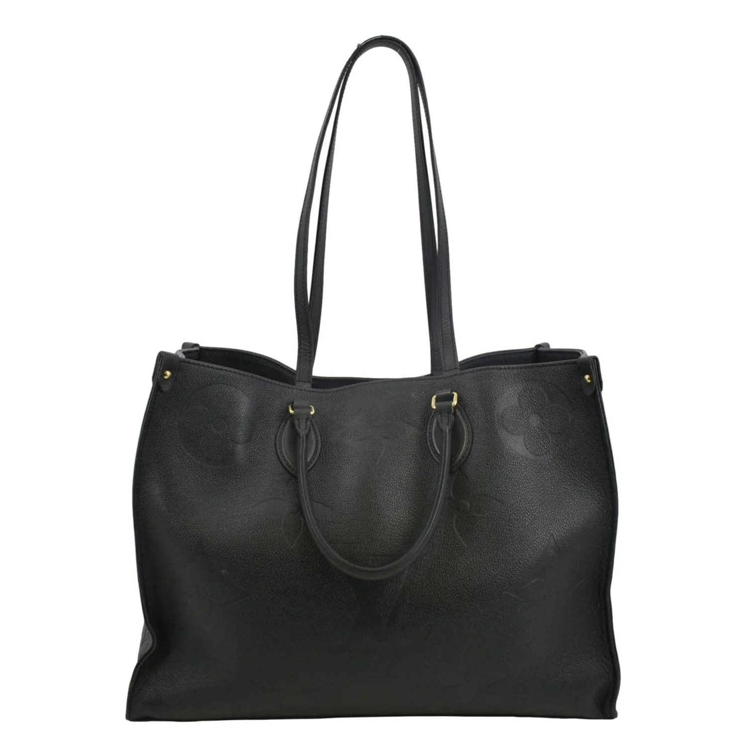 LOUIS VUITTON Onthego GM Monogram Empreinte Leather Tote Bag Black