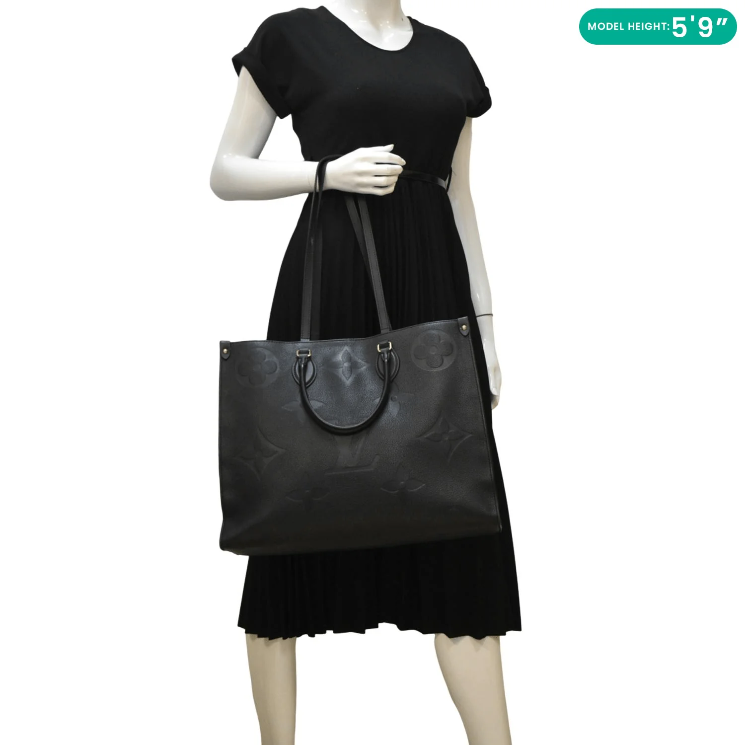 LOUIS VUITTON Onthego GM Monogram Empreinte Leather Tote Bag Black - Image 2