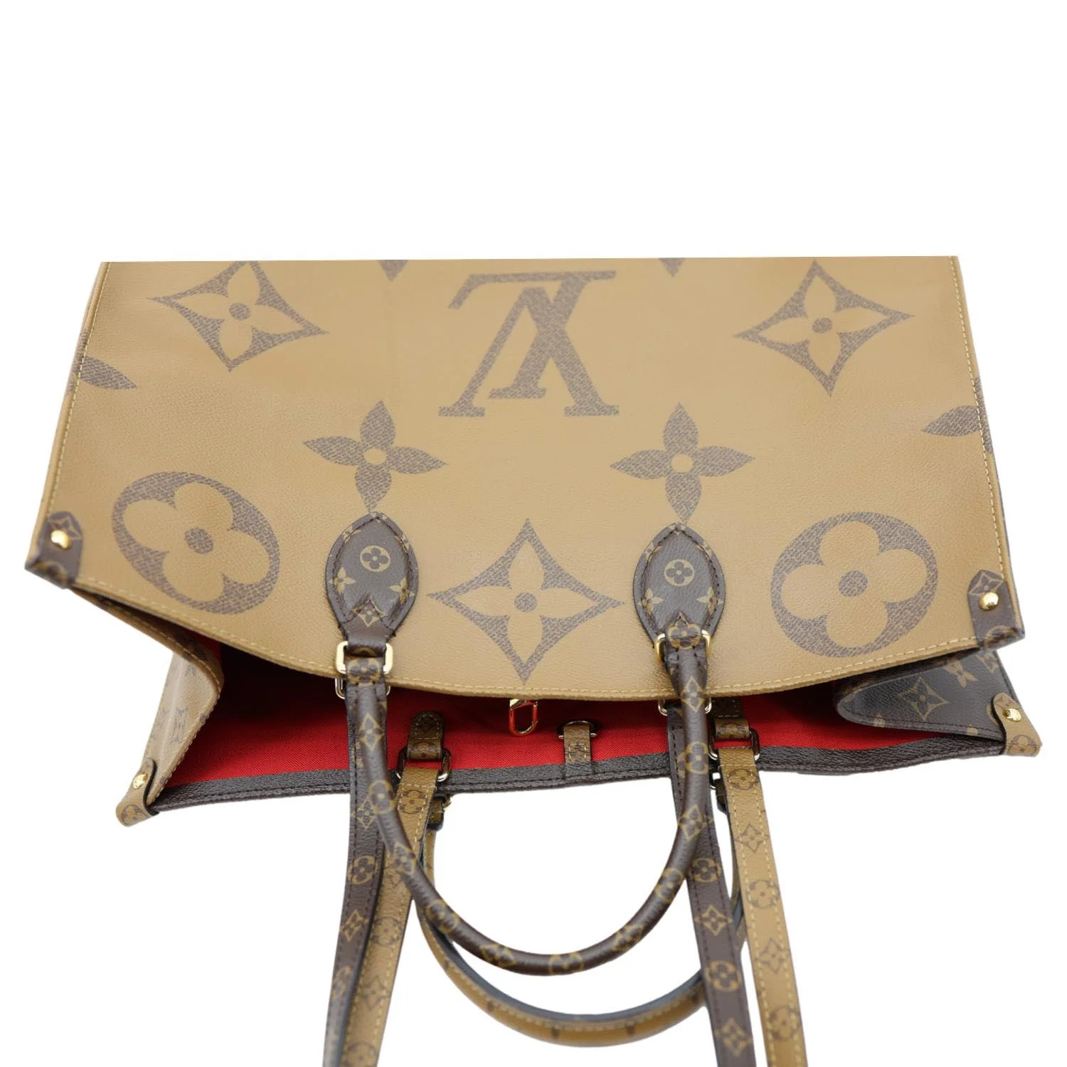 LOUIS VUITTON Onthego GM Giant Monogram Reverse Canvas Tote Bag Brown - Image 4