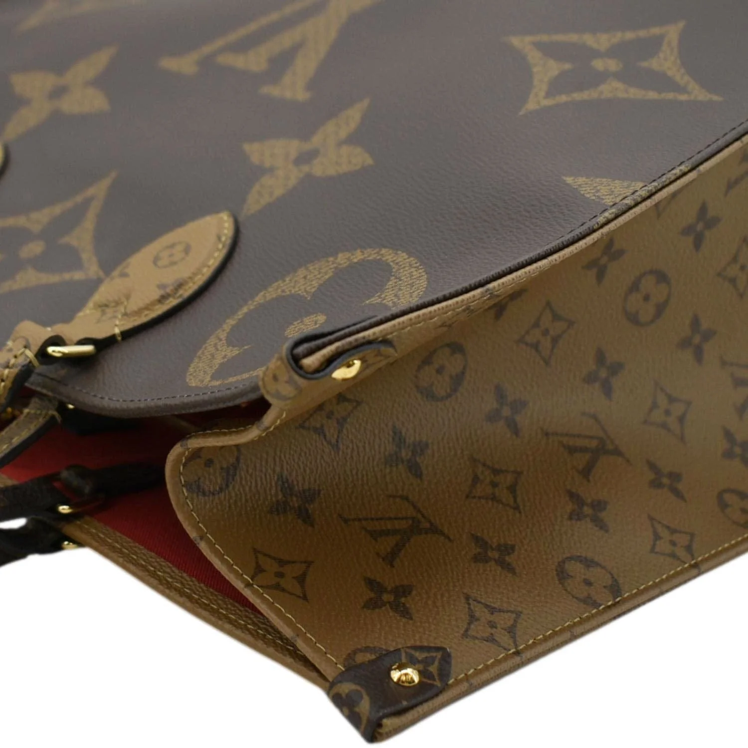 LOUIS VUITTON Onthego GM Giant Monogram Reverse Canvas Tote Bag Brown - Image 7