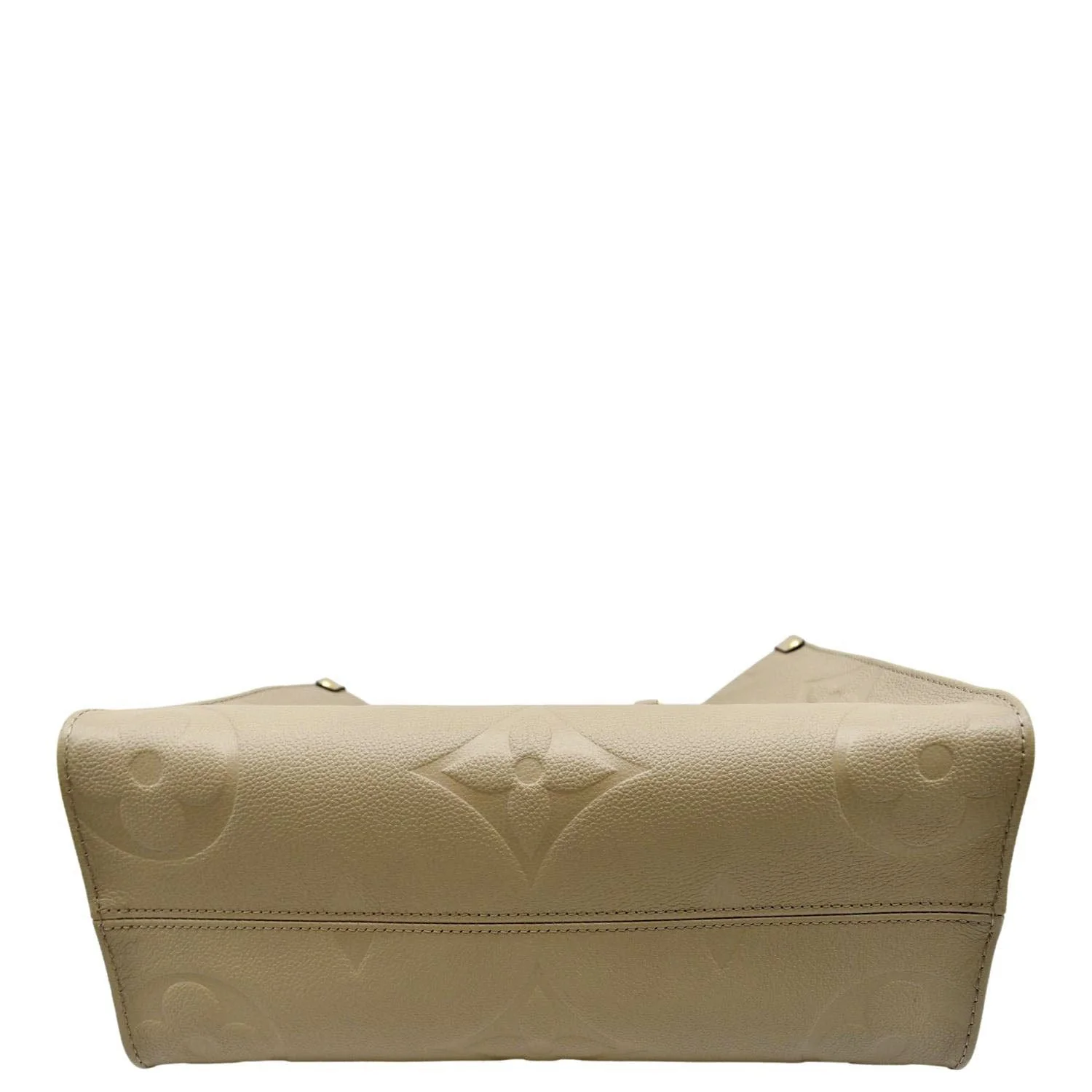 LOUIS VUITTON Onthego MM Giant Monogram Empreinte Leather Tote Bag Beige - Image 10