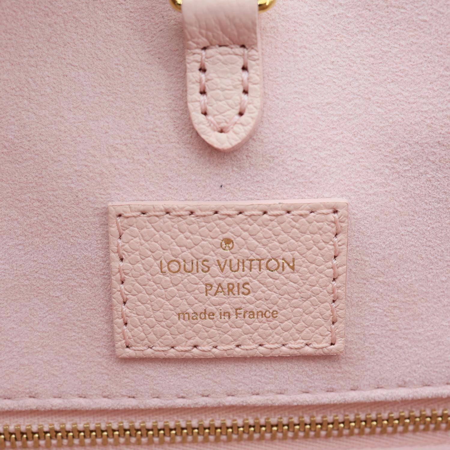 LOUIS VUITTON Onthego MM Giant Monogram Empreinte Leather Tote Bag Pink - Image 14