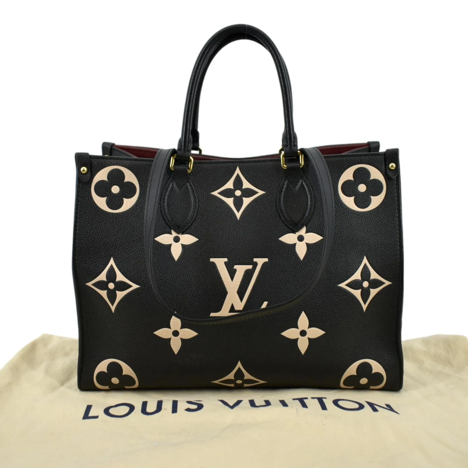 LOUIS VUITTON Onthego MM Giant Monogram Leather Tote Shoulder Bag Bicolor - Image 3