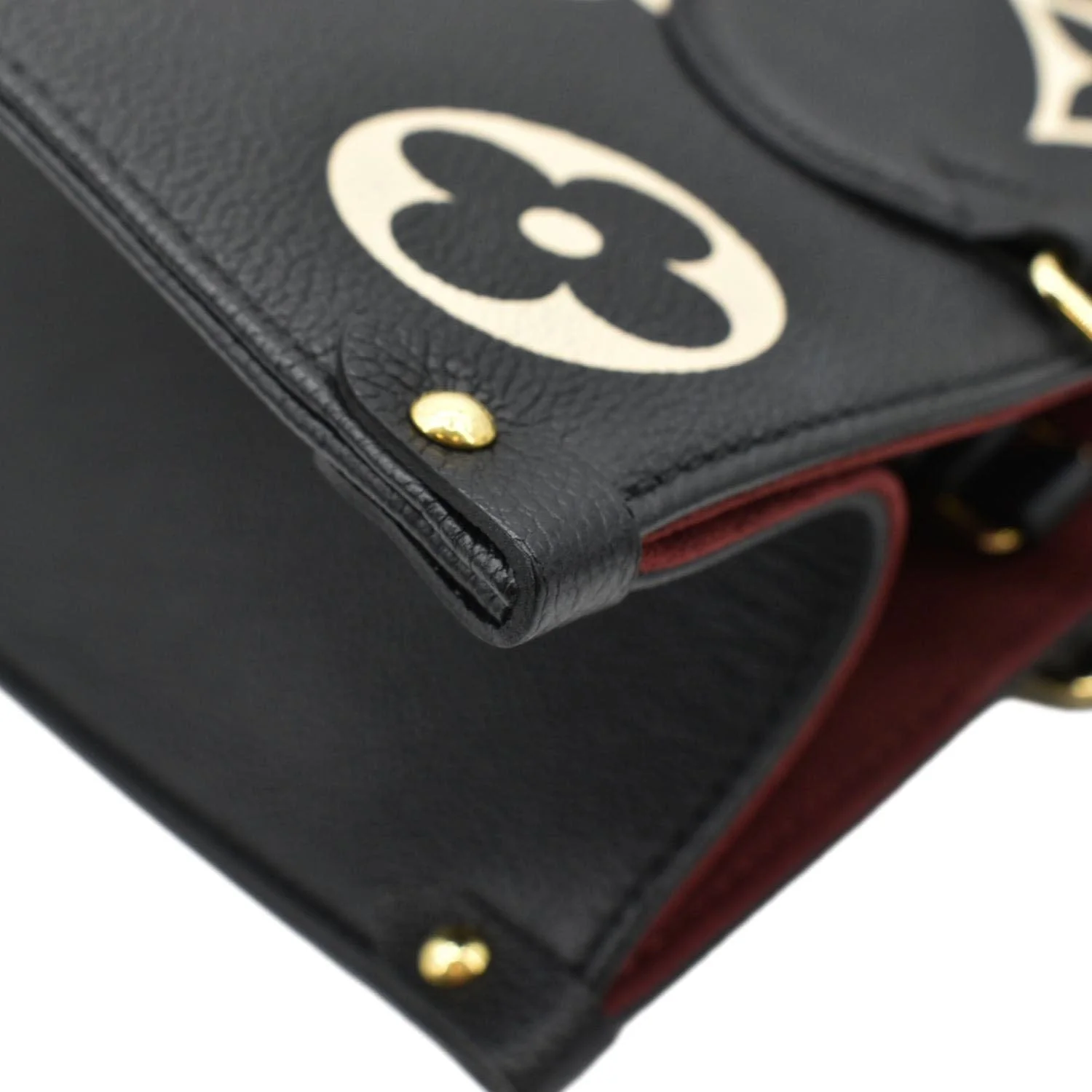 LOUIS VUITTON Onthego MM Giant Bicolor Monogram Empreinte Leather Tote Shoulder Bag Black - Image 6