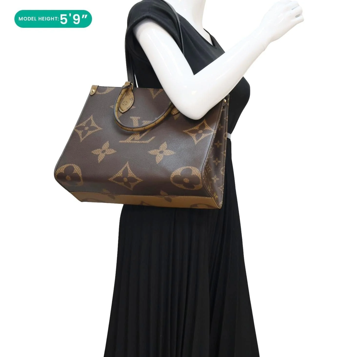 LOUIS VUITTON Onthego MM Giant Monogram Reverse Canvas Tote Bag Brown - Image 2