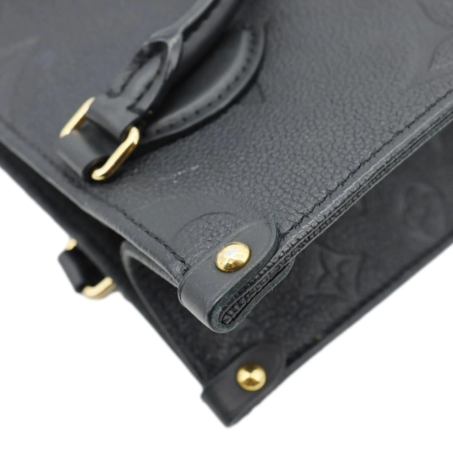 LOUIS VUITTON Onthego PM Giant Monogram Empreinte Leather Shoulder Bag Black - Image 7