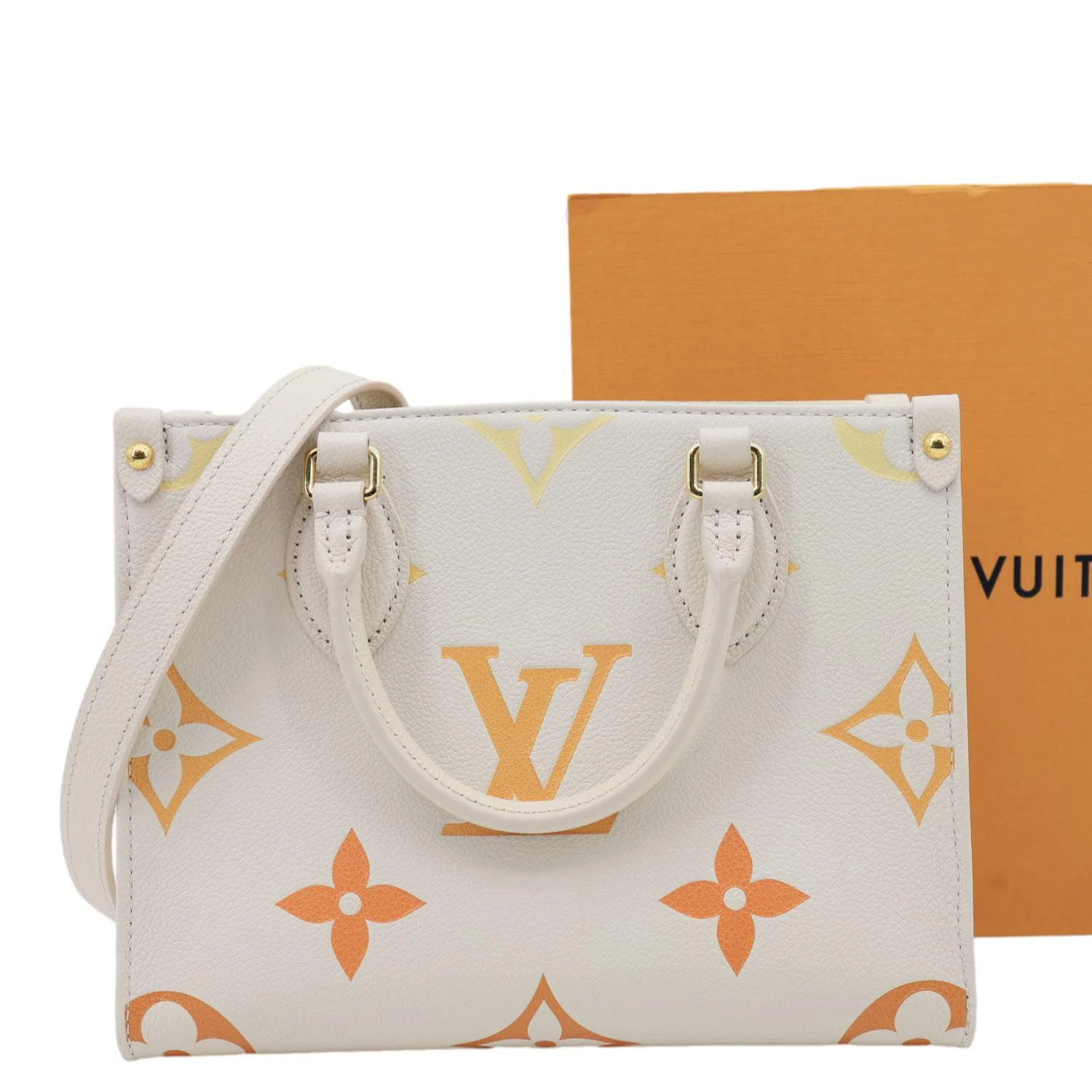 LOUIS VUITTON Onthego PM Monogram Empreinte Tote Bag Beige - Image 3