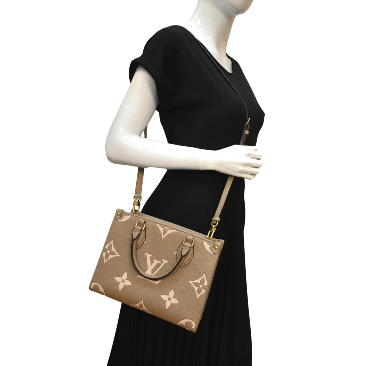 LOUIS VUITTON Women Onthego PM Bicolor Monogram Empreinte Crossbody Bag Cream - Image 2