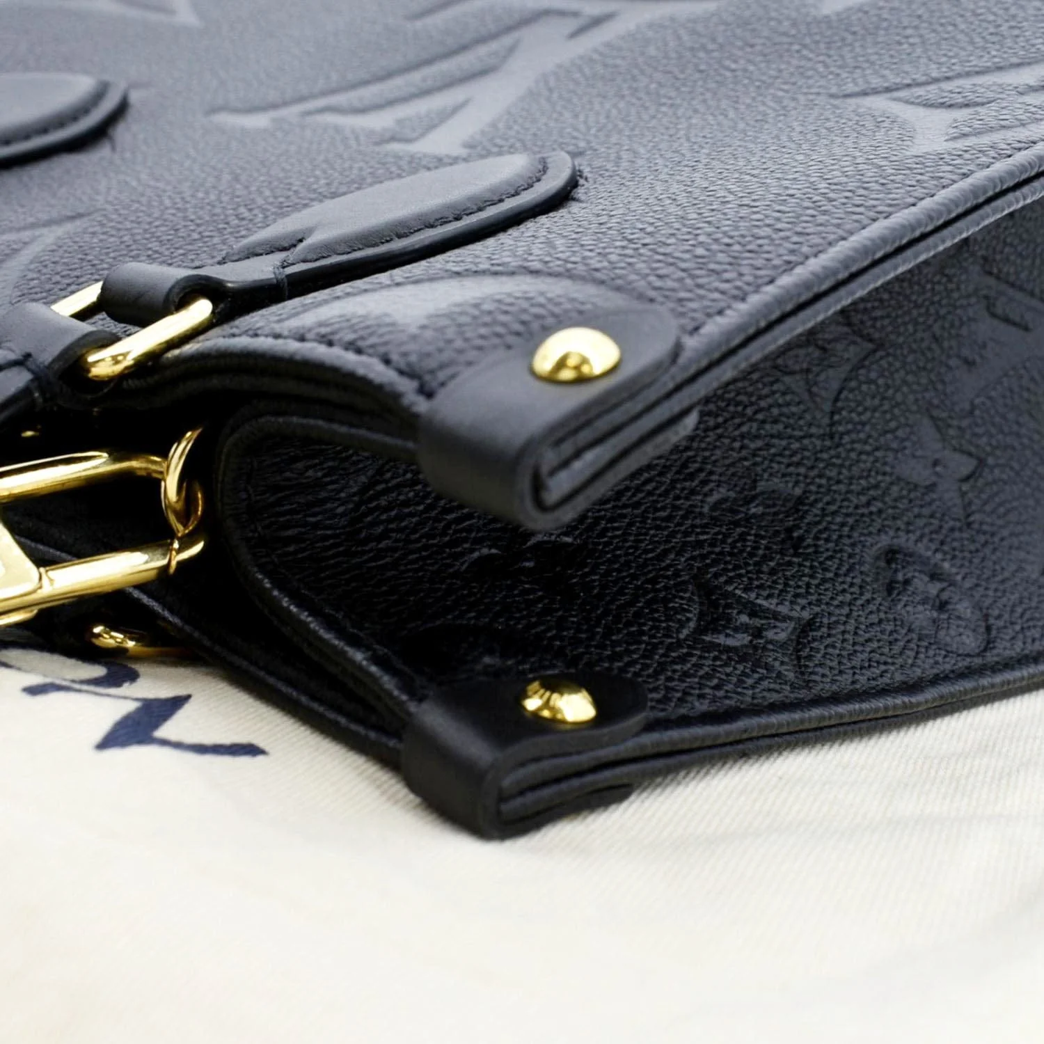 LOUIS VUITTON Onthego PM Monogram Empreinte Tote Shoulder Bag Black - Image 6