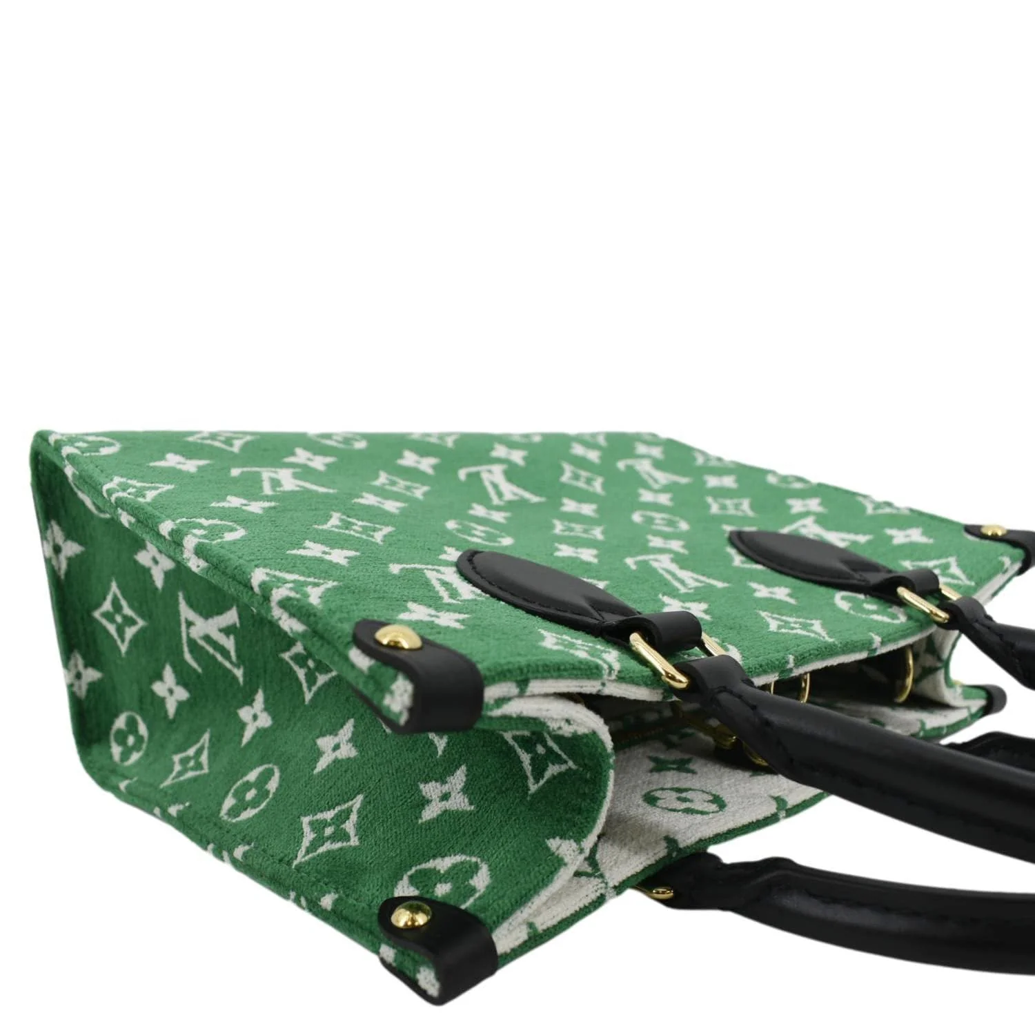 LOUIS VUITTON Onthego PM Monogram Velvet Tote Shoulder Bag Green - Image 6