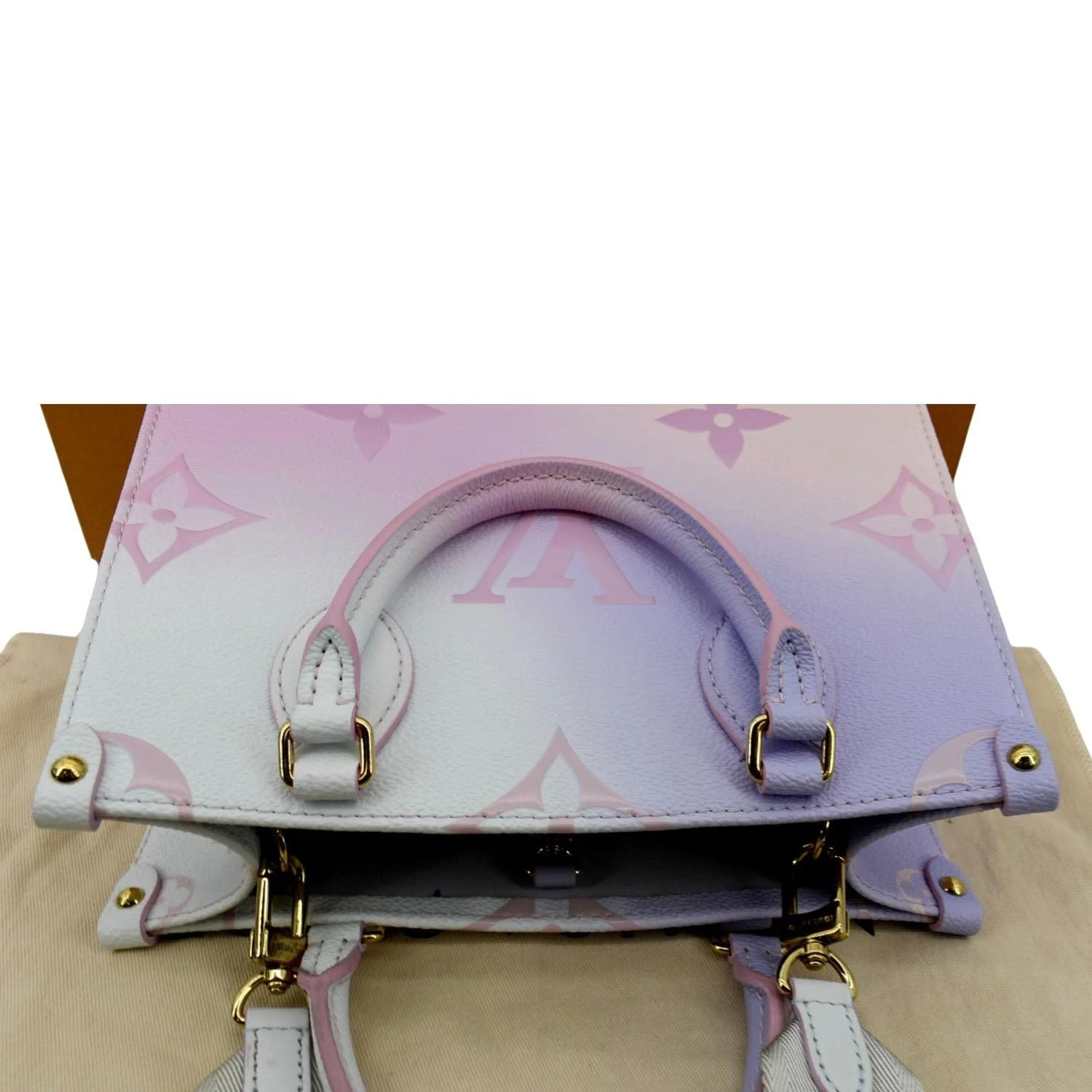 LOUIS VUITTON Onthego PM Monogram Coated Canvas Tote Sunrise Pastel - Image 4