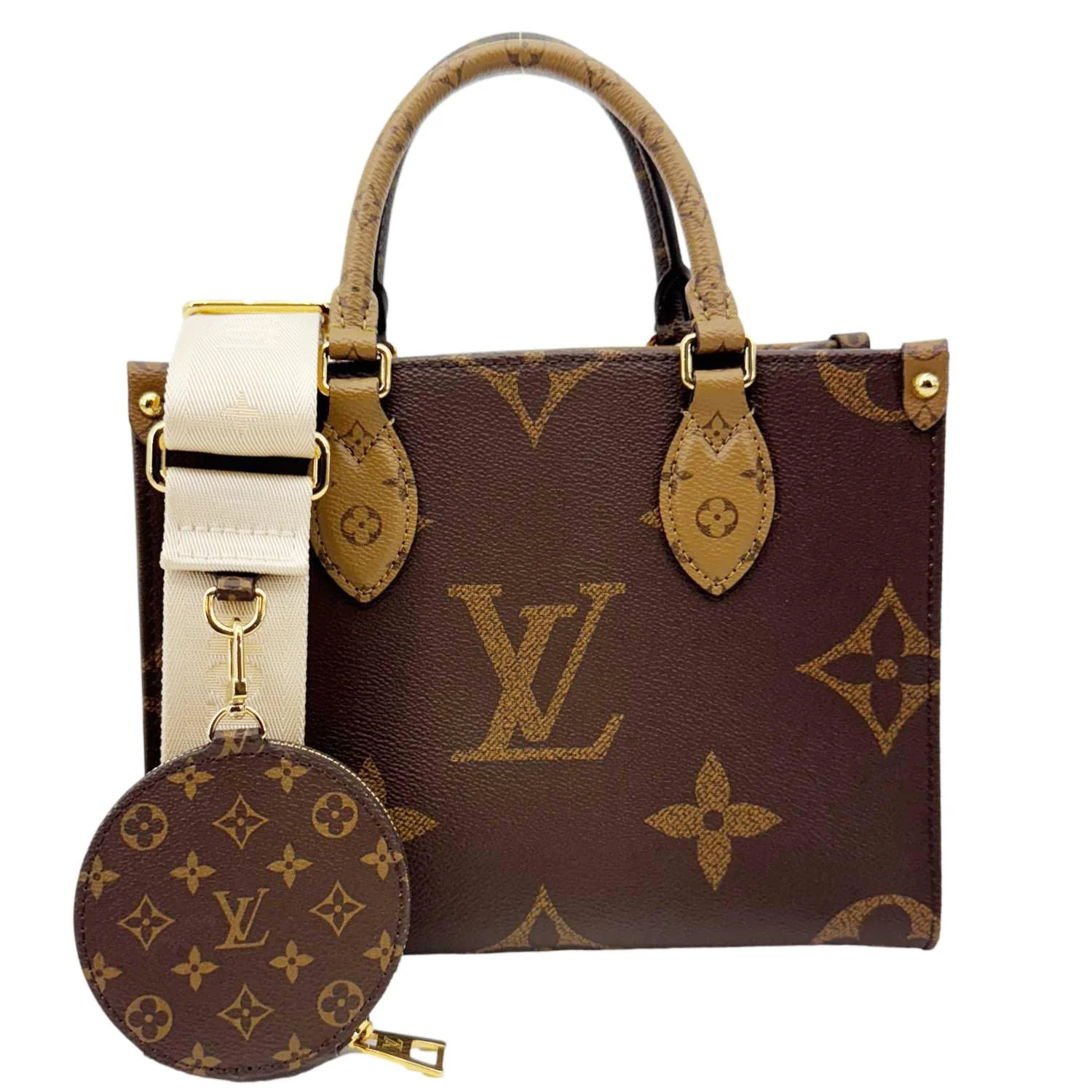 LOUIS VUITTON Onthego PM Giant Monogram Reverse Canvas Shoulder Bag Brown