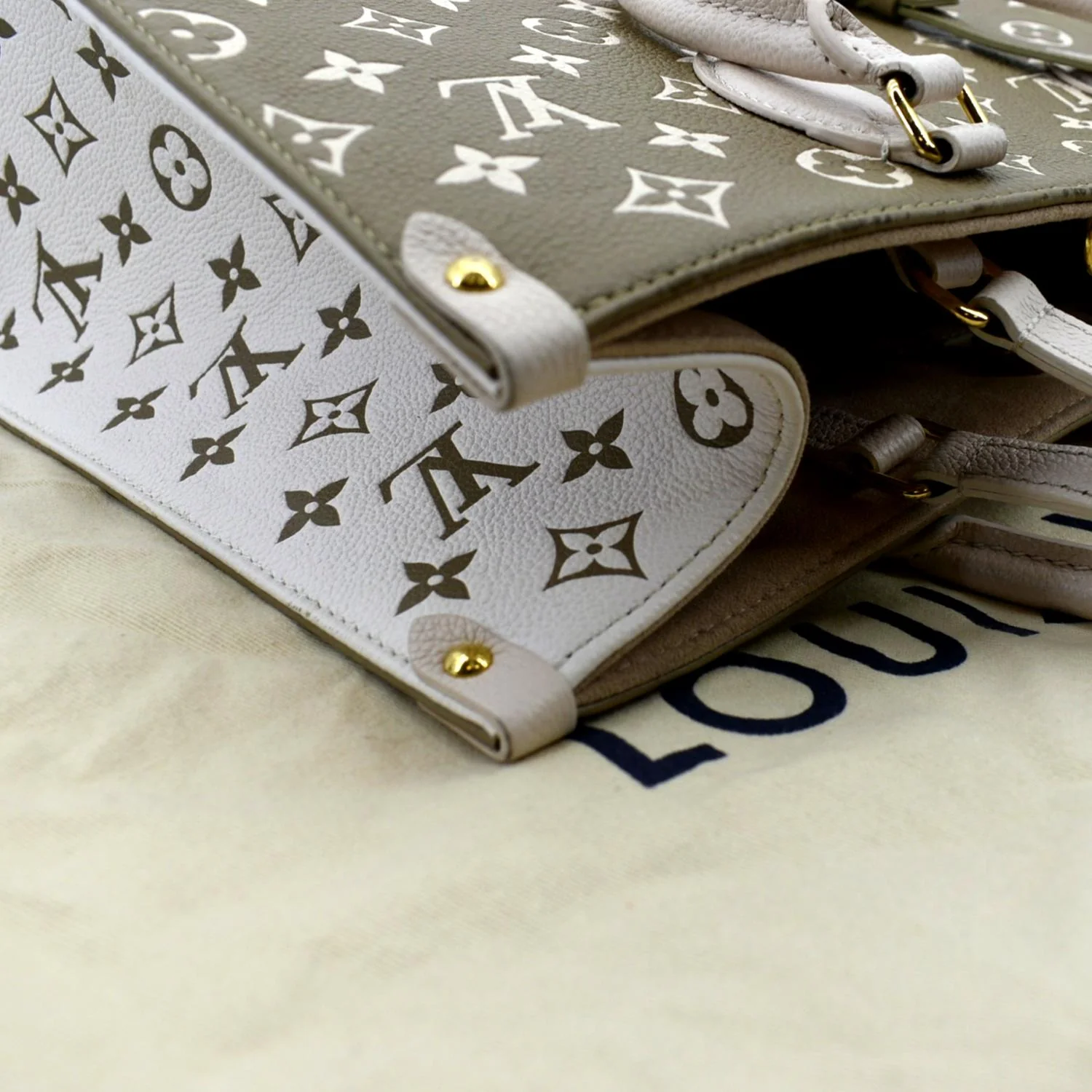 LOUIS VUITTON Women Onthego Spring City MM Monogram Empreinte Leather Shoulder Bag Bicolor - Image 7