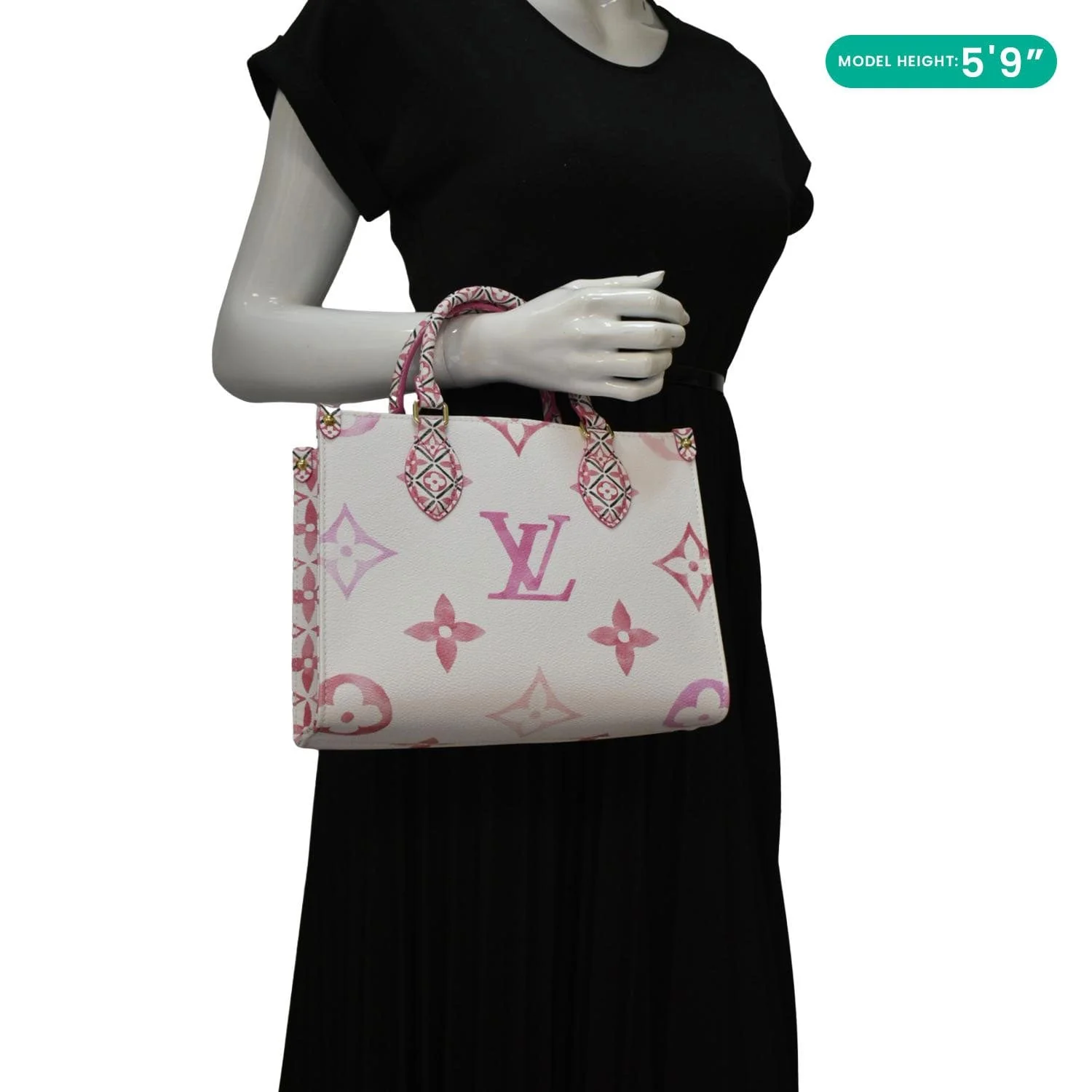 LOUIS VUITTON Onthego PM By The Pool Giant Monogram Canvas Tote Bag Pink - Image 2