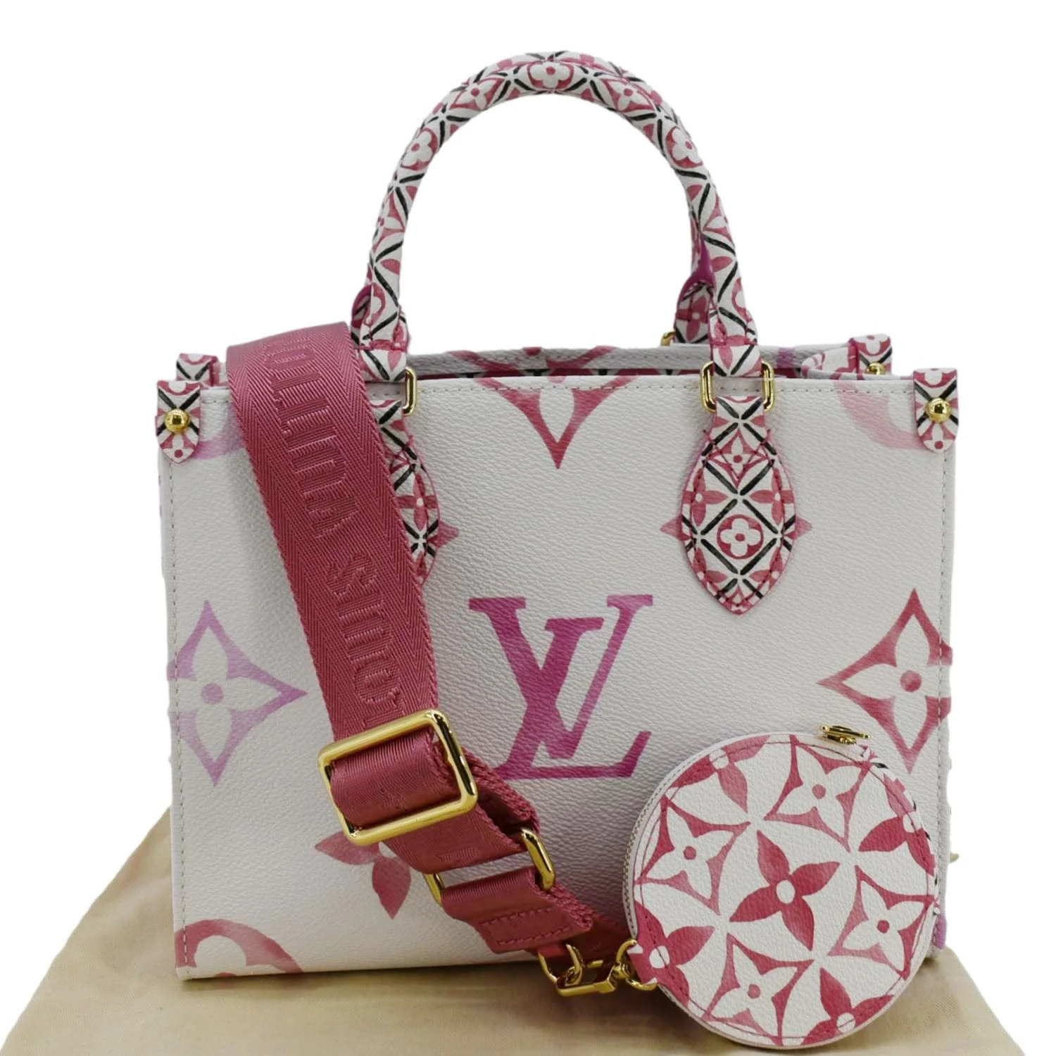 LOUIS VUITTON Onthego PM By The Pool Giant Monogram Canvas Tote Bag Pink - Image 3