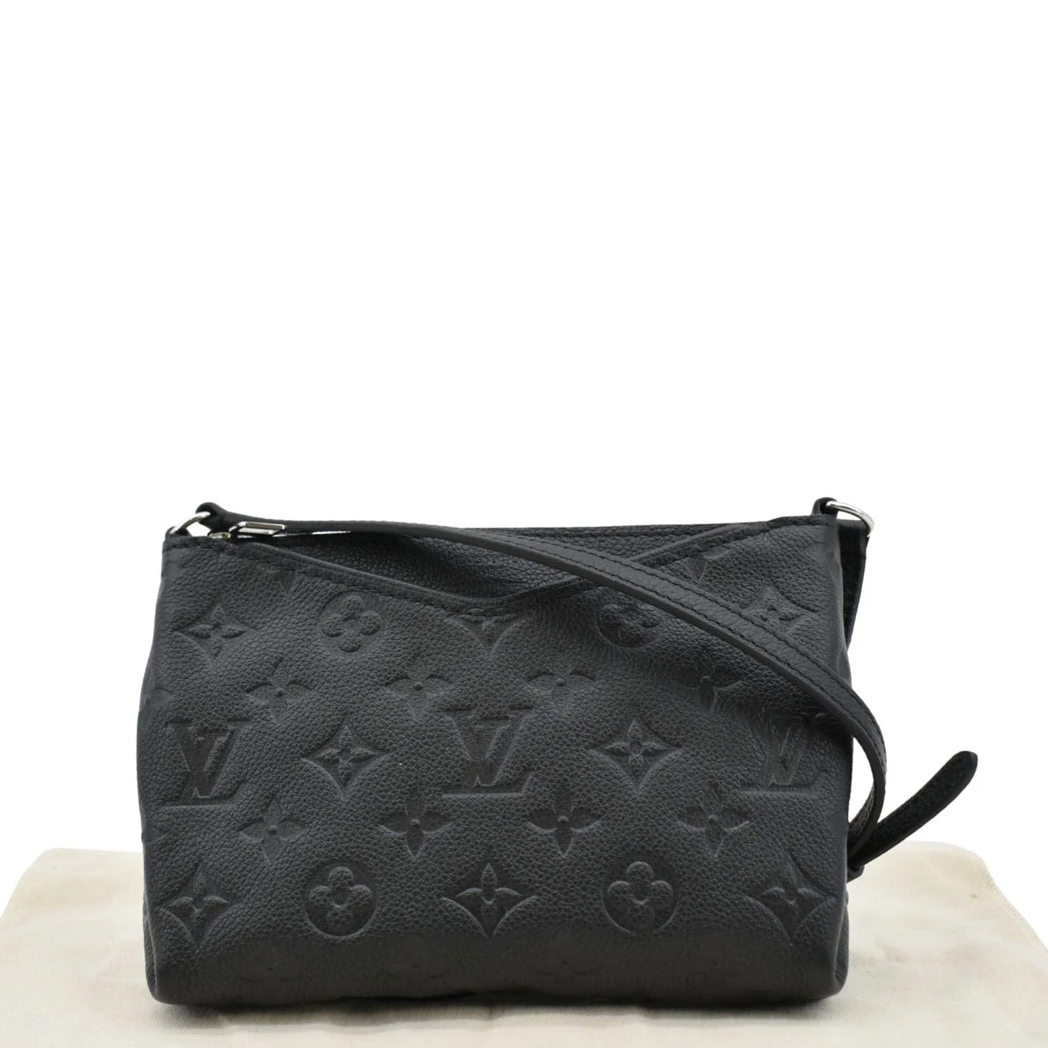 LOUIS VUITTON Pallas Monogram Empreinte Clutch Crossbody Bag Black - Image 3