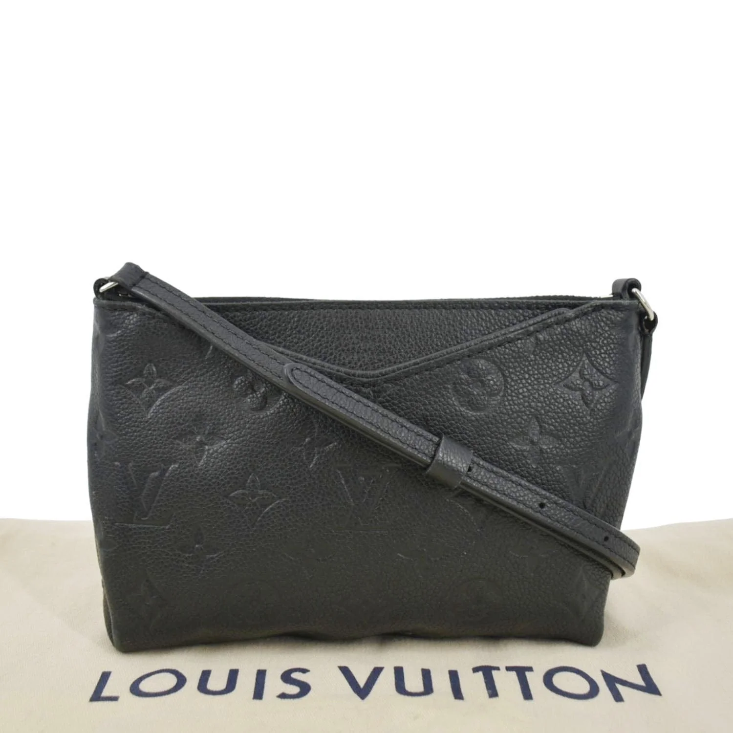 LOUIS VUITTON Pallas Monogram Empreinte Clutch Crossbody Bag Black - Image 3
