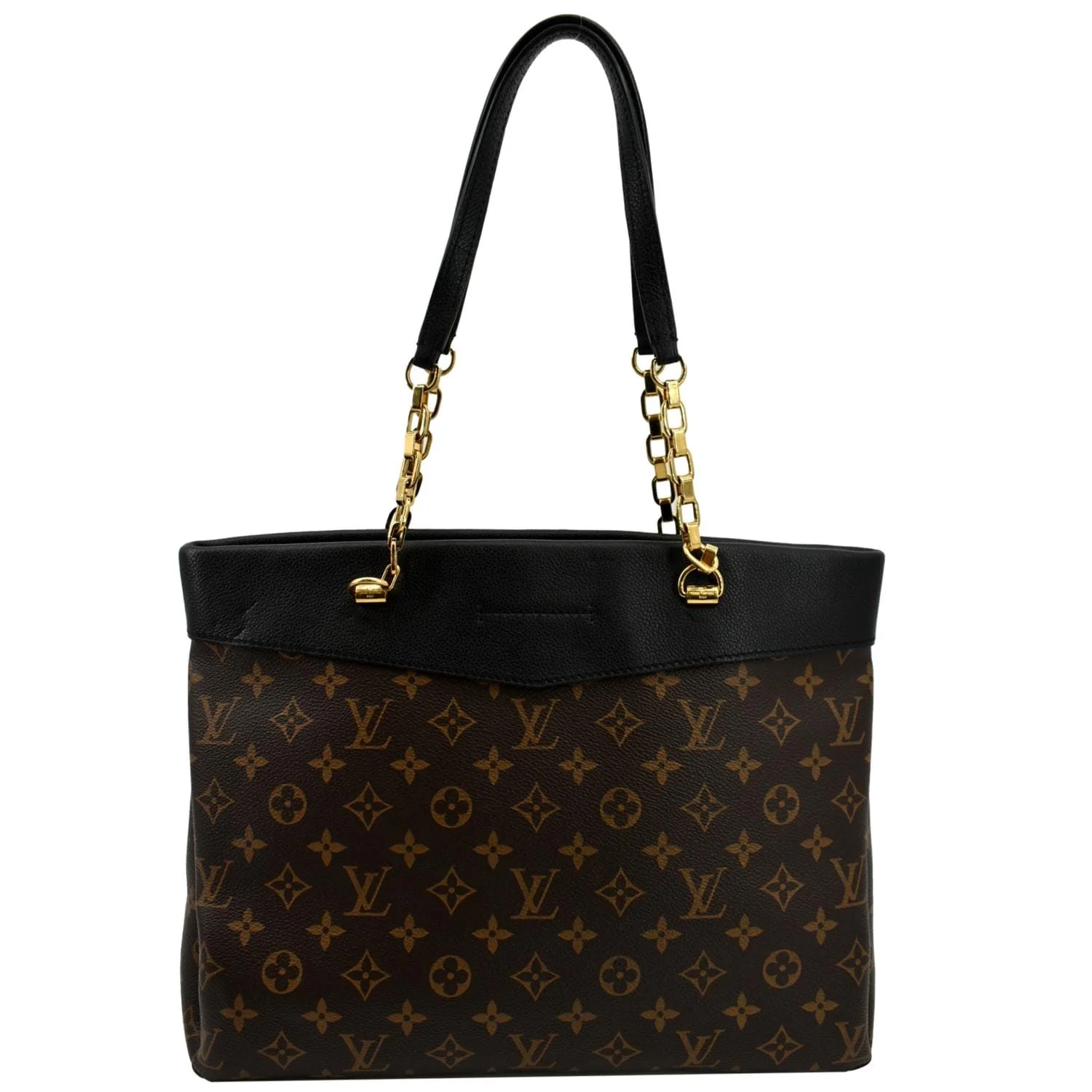 LOUIS VUITTON Pallas Chain Monogram Canvas Shopper Tote Bag Brown - Image 3