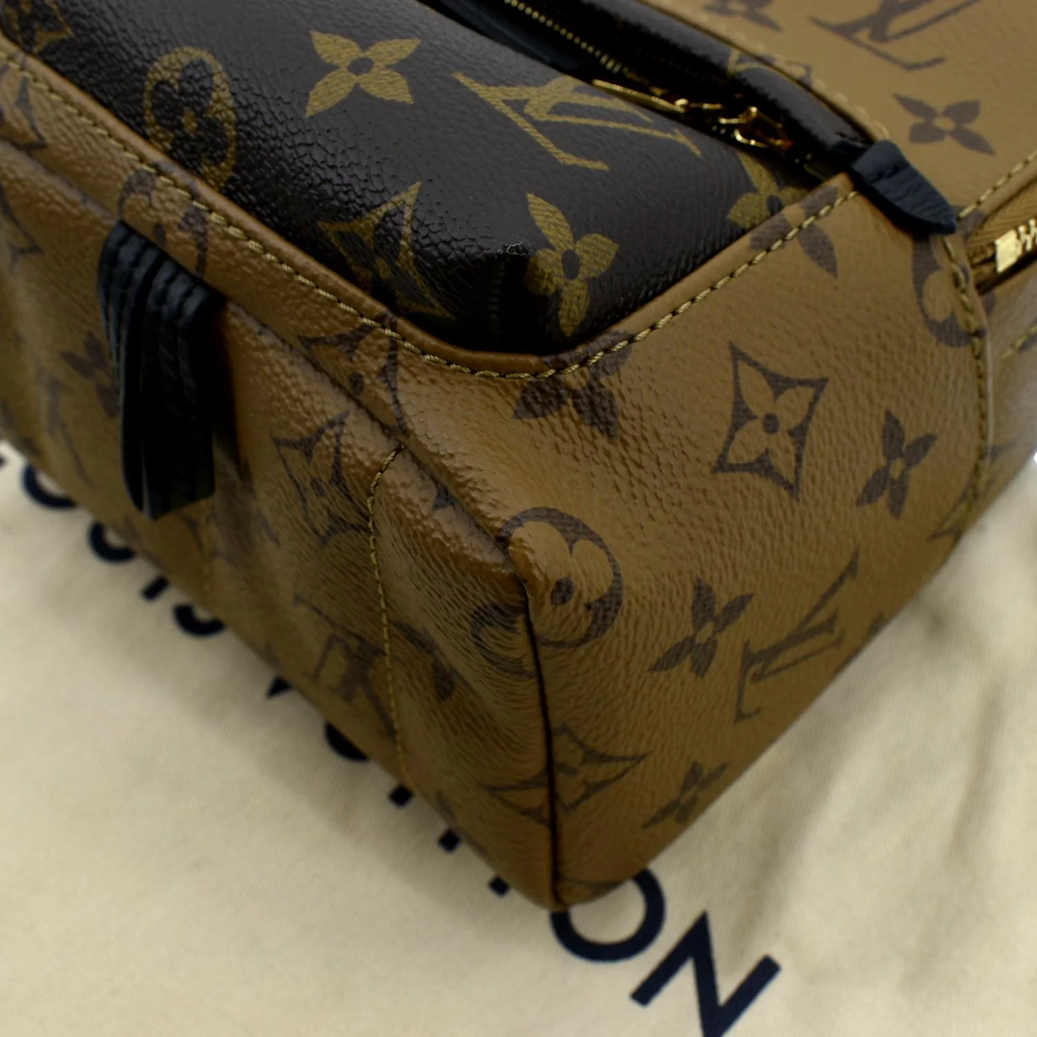 LOUIS VUITTON Palm Springs Mini Monogram Reverse Canvas Backpack Bag Brown - Image 8
