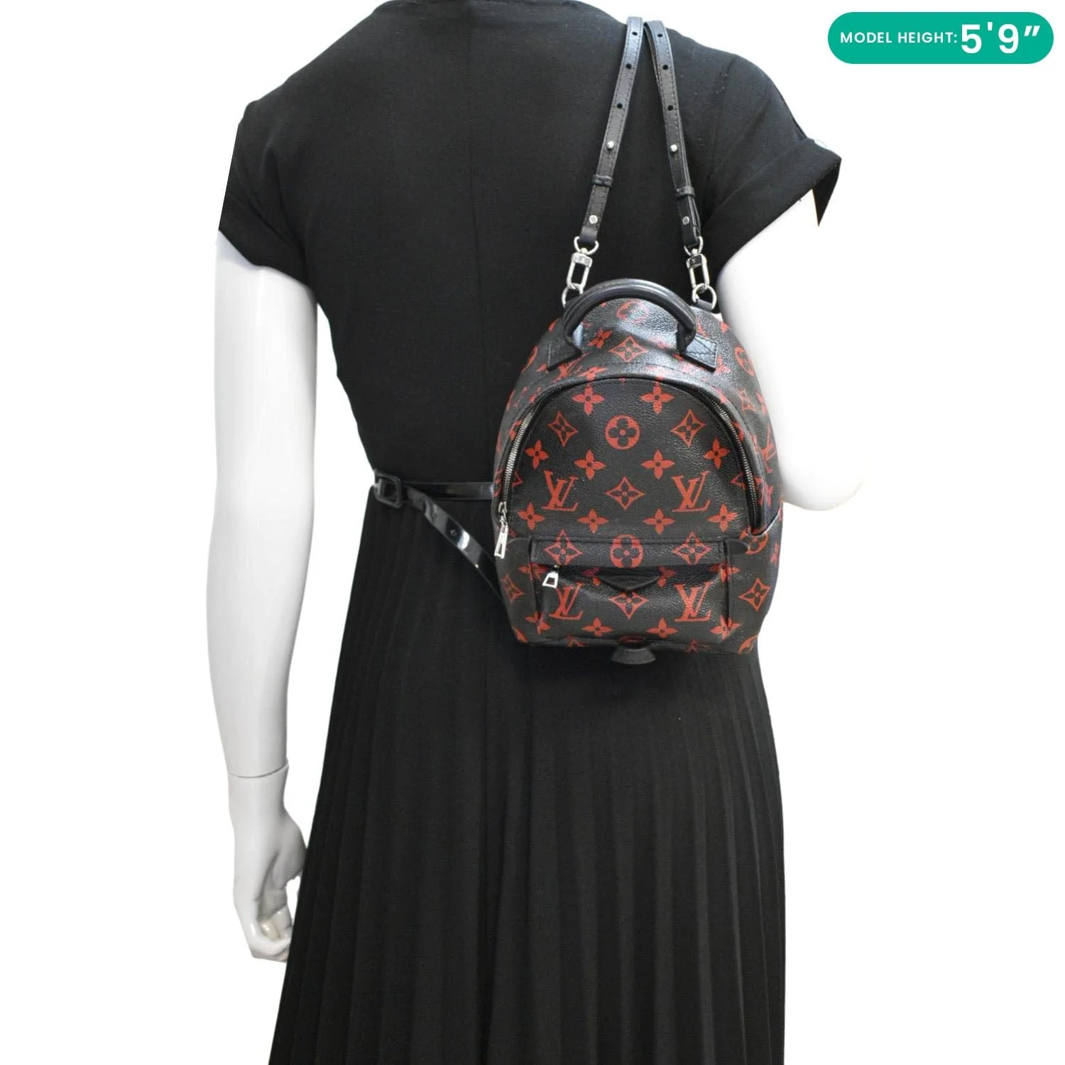 LOUIS VUITTON Palm Springs Infrarouge Mini Monogram Canvas Backpack Bag Black - Image 2