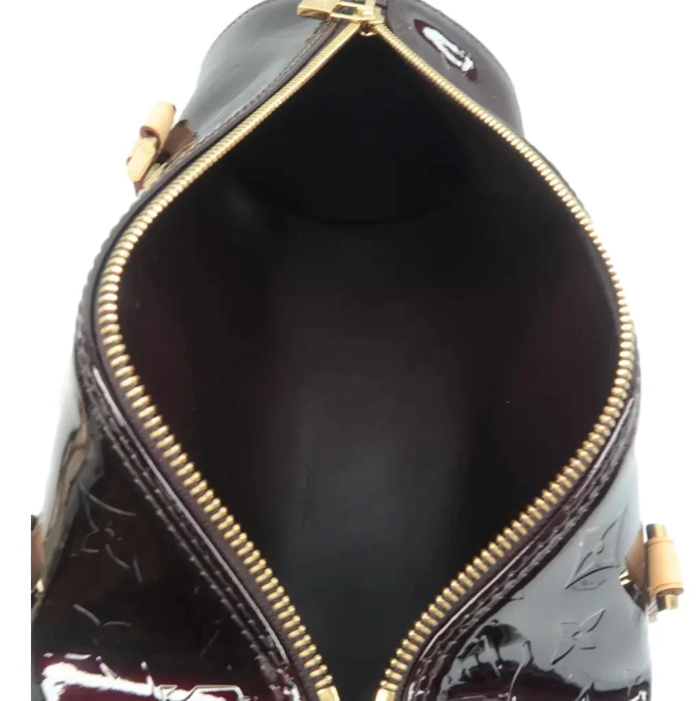 Louis Vuitton Papillon Monogram Patent Leather Shoulder Bag Burgundy - Image 7