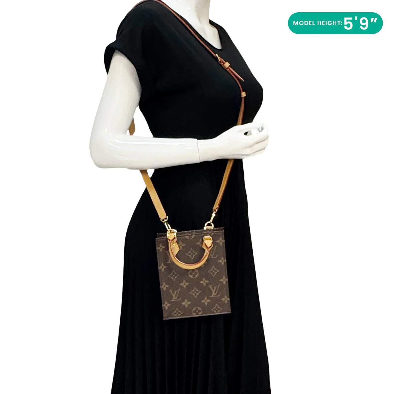 LOUIS VUITTON Petit Sac Plat Monogram Canvas Shoulder Bag Brown - Image 2