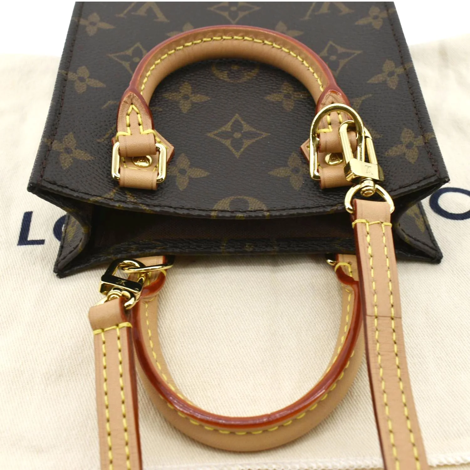 LOUIS VUITTON Petit Sac Plat Monogram Canvas Shoulder Bag Brown - Image 4
