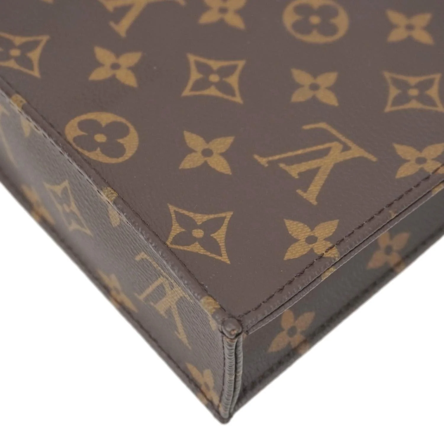 LOUIS VUITTON Petit Sac Plat Monogram Canvas Shoulder Bag Brown - Image 9