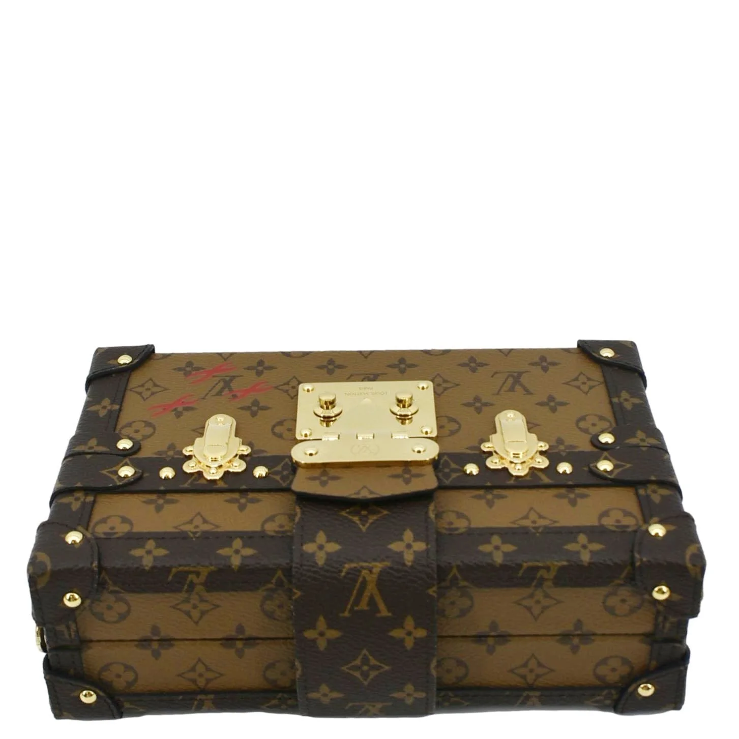 LOUIS VUITTON Petite Malle Monogram Reverse Canvas Shoulder Bag Brown - Image 5