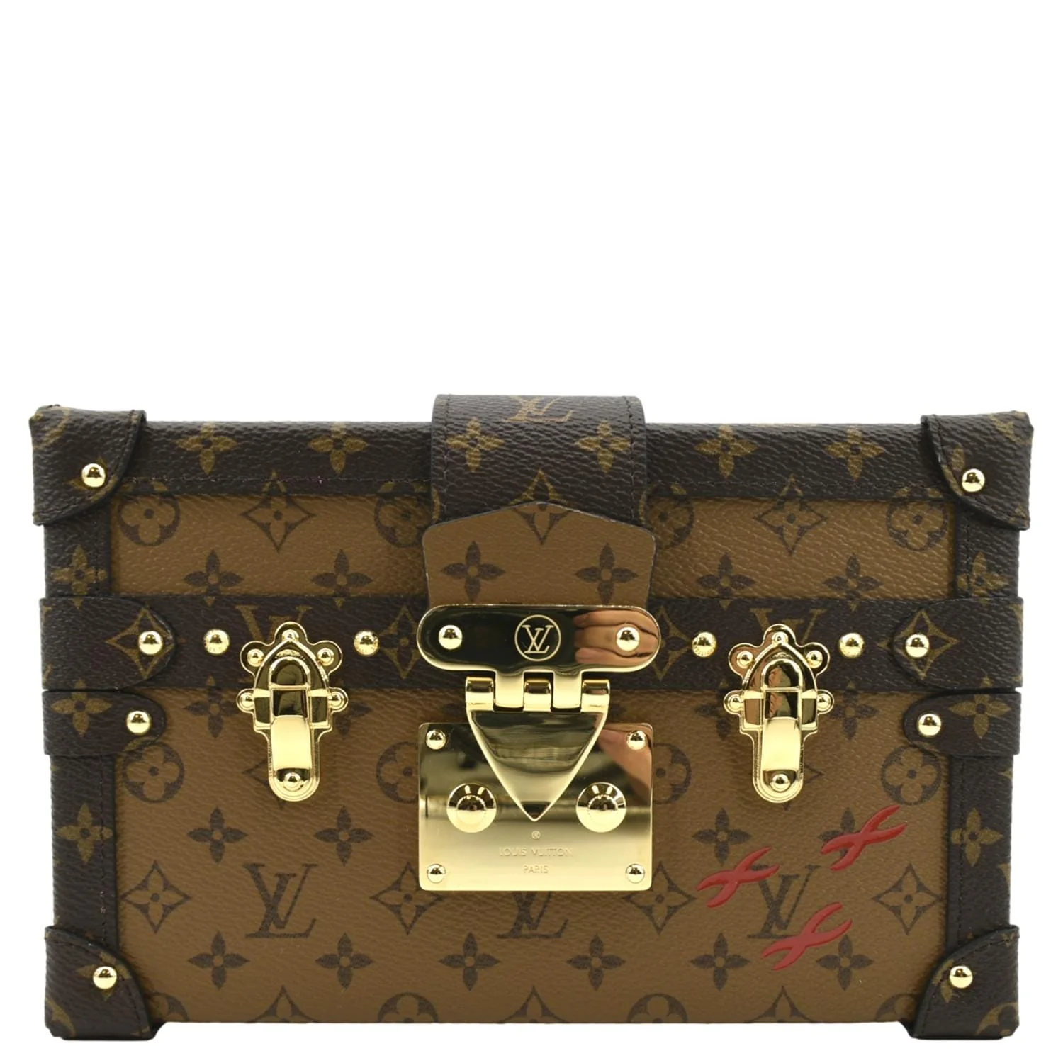 LOUIS VUITTON Petite Malle Monogram Reverse Canvas Shoulder Bag Brown