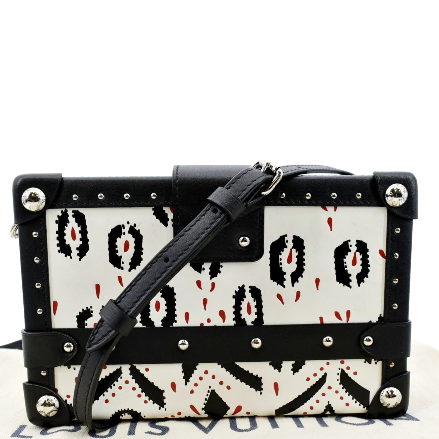 LOUIS VUITTON Petite Malle Graphic Print Leather Crossbody Bag Black/Multicolor - Image 3