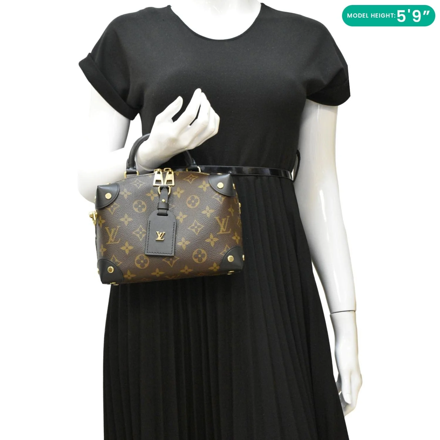 LOUIS VUITTON Petite Malle Souple Monogram Canvas Shoulder Bag Black - Image 2