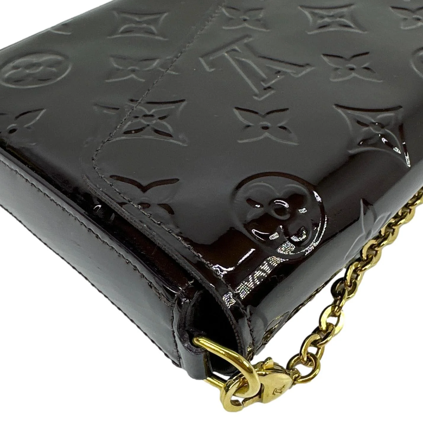 LOUIS VUITTON Felicie Pochette Monogram Vernis Shoulder Bag Amarante - Image 7