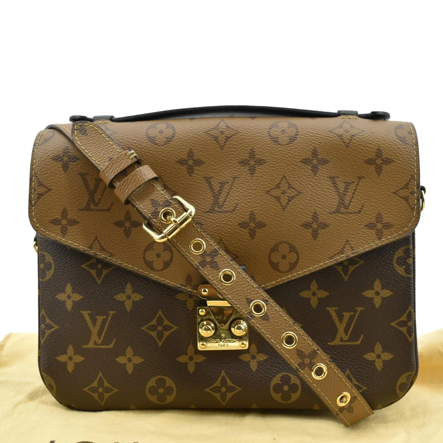 LOUIS VUITTON Metis Pochette Reverse Monogram Canvas Crossbody Bag Brown - Image 3