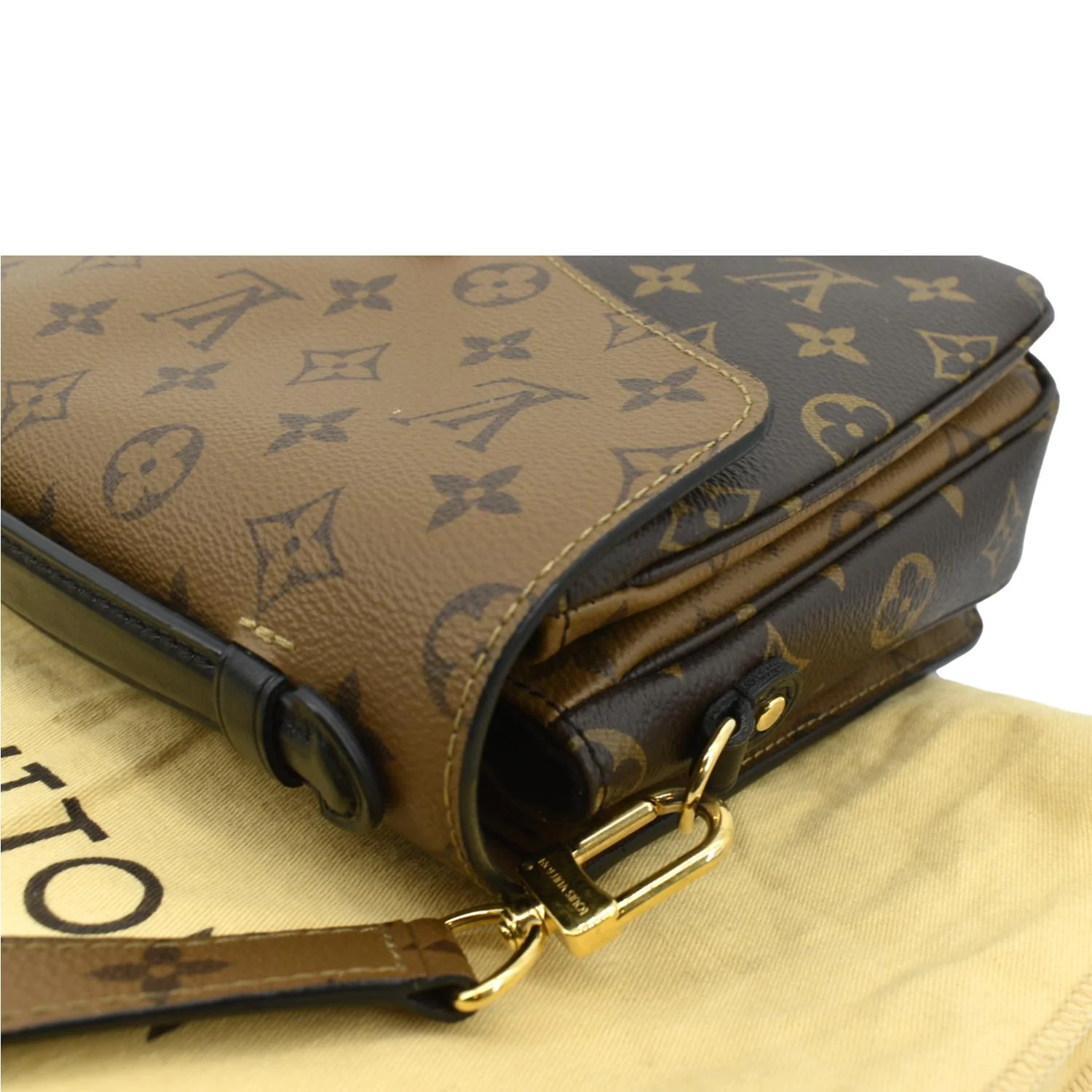 LOUIS VUITTON Metis Pochette Reverse Monogram Canvas Crossbody Bag Brown - Image 6